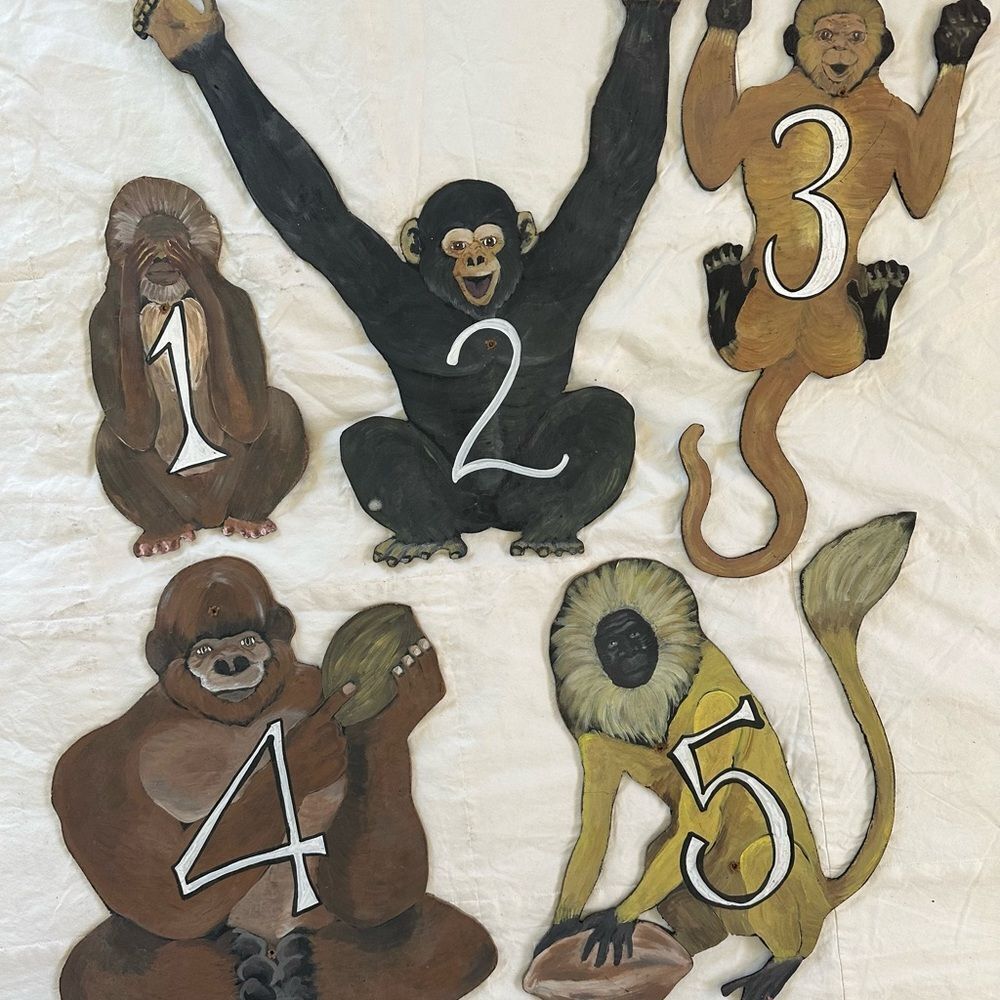 Trader Joe’s Memorabilia Monkey Themed Wall Decor Set Wooden